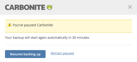 Carbonite is Paused