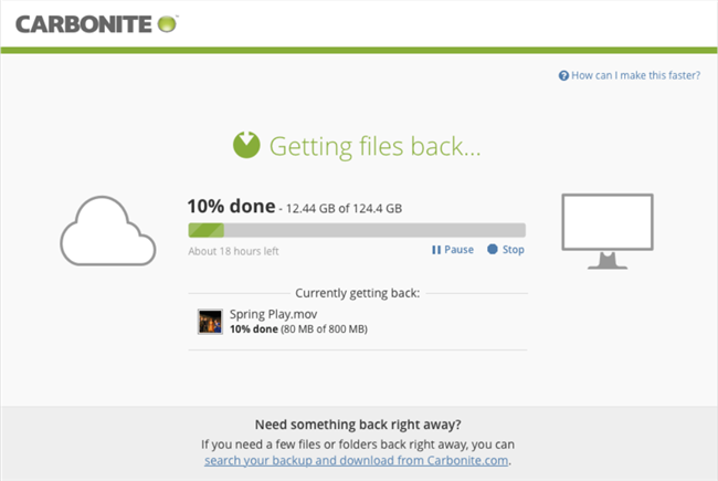 Viewing the Restore Progress