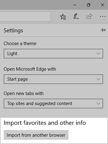 Microsoft Edge: Import from another browser