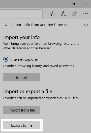 Microsoft Edge: Export to file