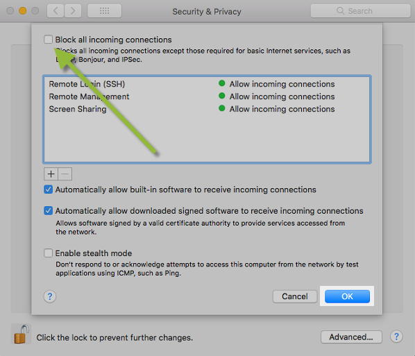 Click Firewall, Then Click Firewall Options