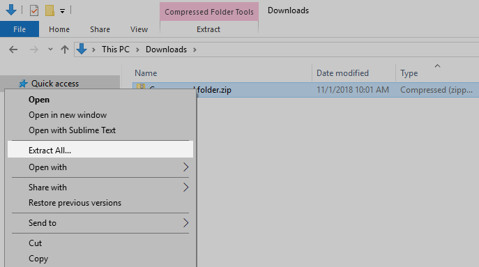 Windows Explorer: Right-click;Extract All...