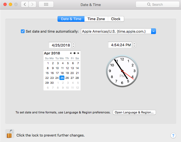 System Preferences: Date and Time