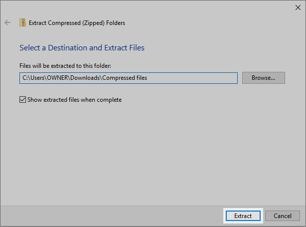 Windows Explorer: Select a Destination and Extract Files and Extract