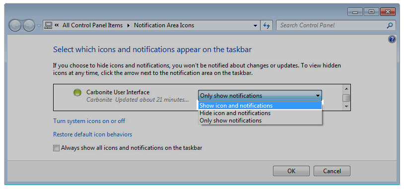 Show the Carbonite Icon