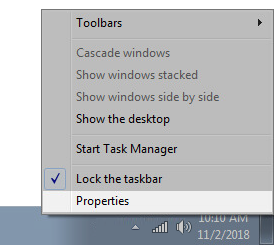 Right-Click the Taskbar
