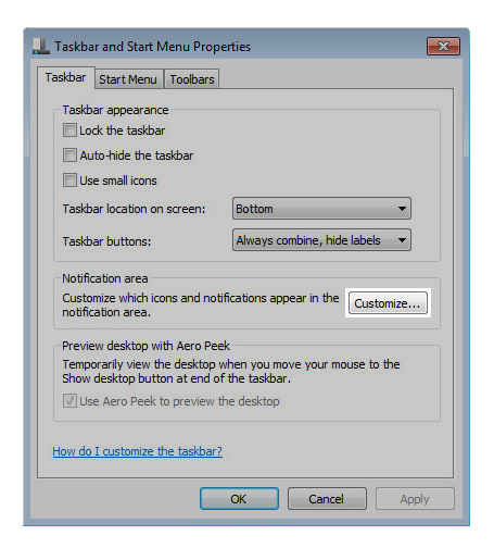 Click Customize