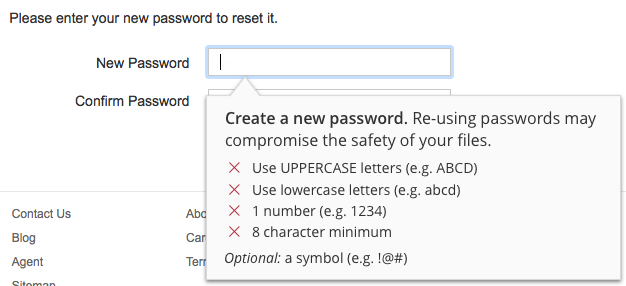 Portal: Please enter your new password to reset it.