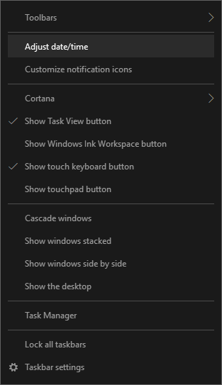 Notification area system clock