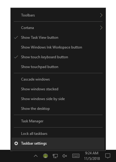 Right-Click the Taskbar