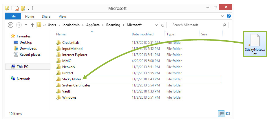 Move the file to Sticky Notes