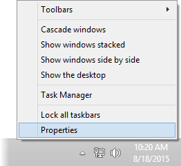Right-Click the Taskbar