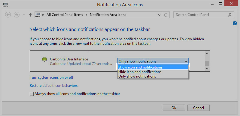 Show the Carbonite Icon