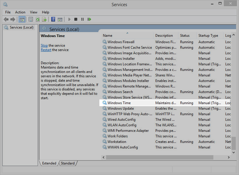 Double-Click Windows Time Service