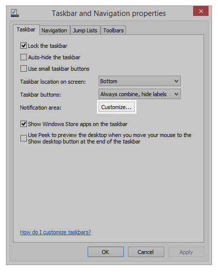 Click Customize