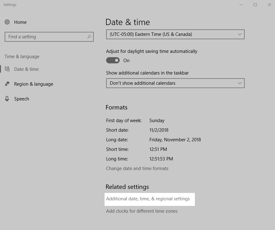 Date and Time window