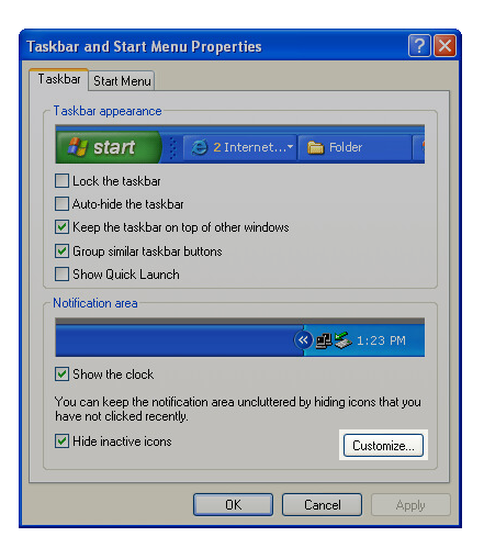 Click Customize