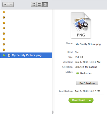 Carbonite User Interface: MY FILES and DRIVES