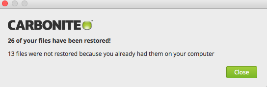 Restore has been completed