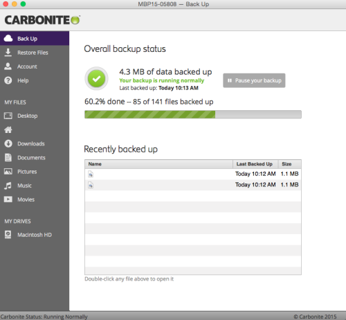 Carbonite User Interface