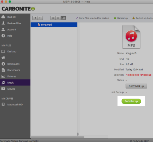 Carbonite User Interface