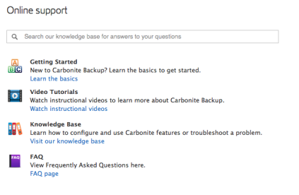 Carbonite User Interface: Help