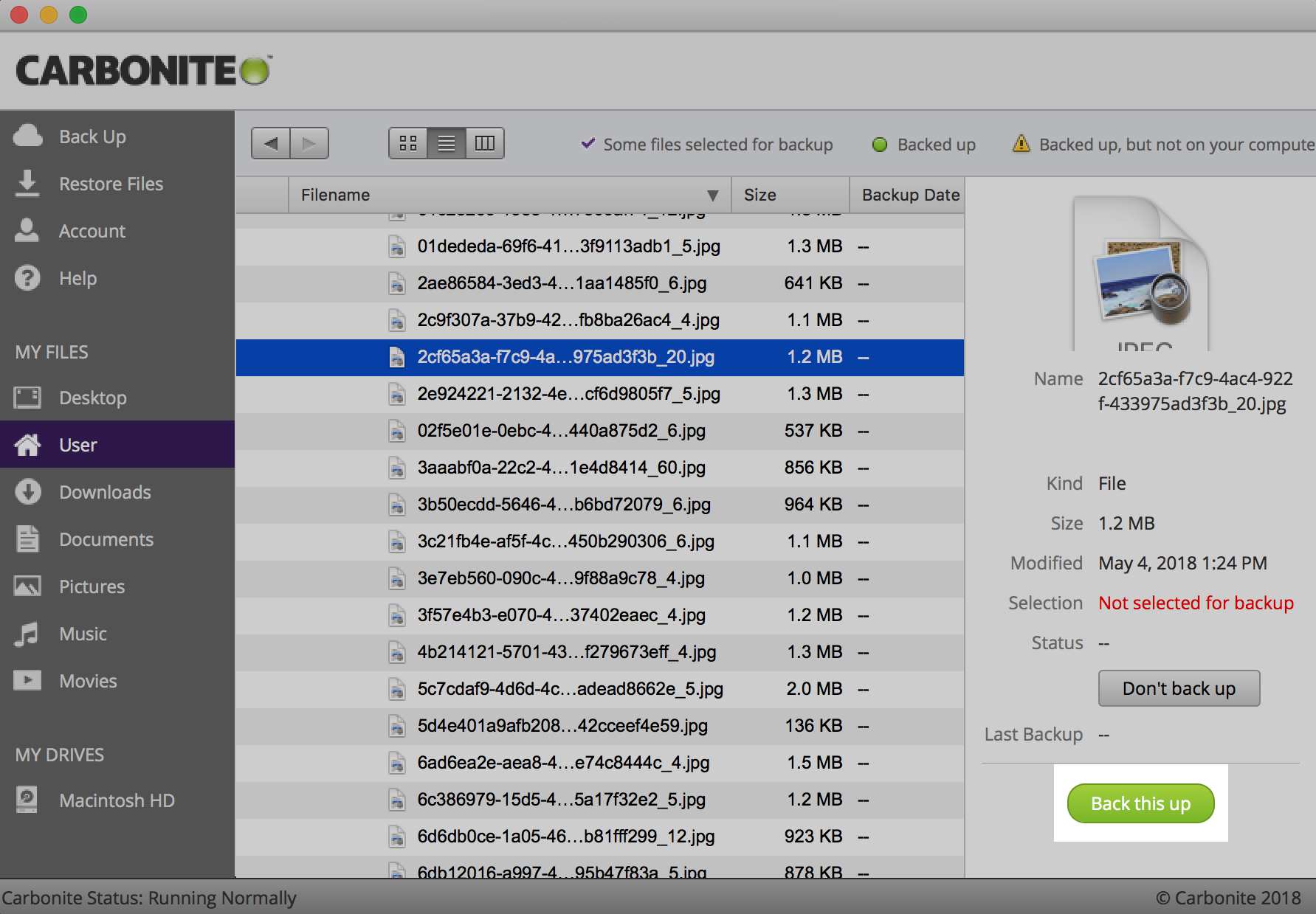 Add your files to the backup