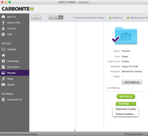 Carbonite 2.x Client: Pictures