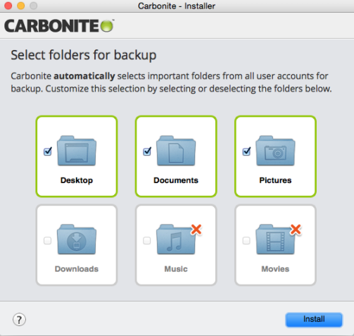 Select folders and select Install