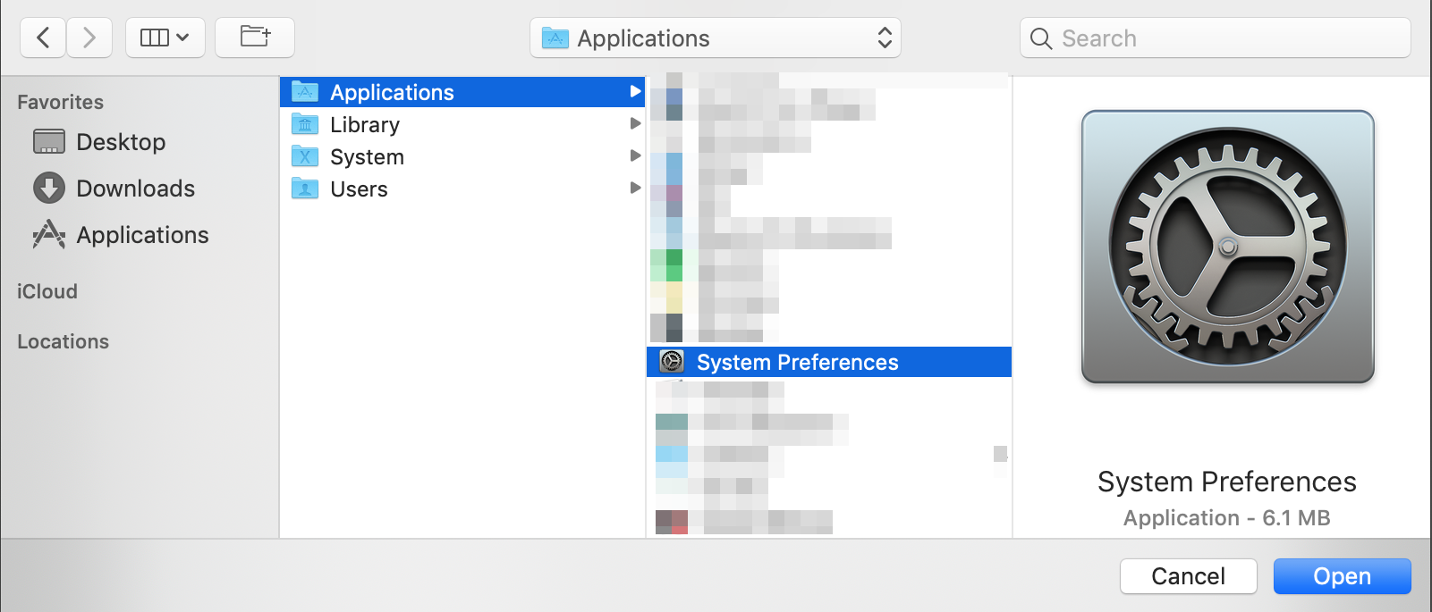 macOS Full Disk Access: Click +, select System Preferences, and click Open
