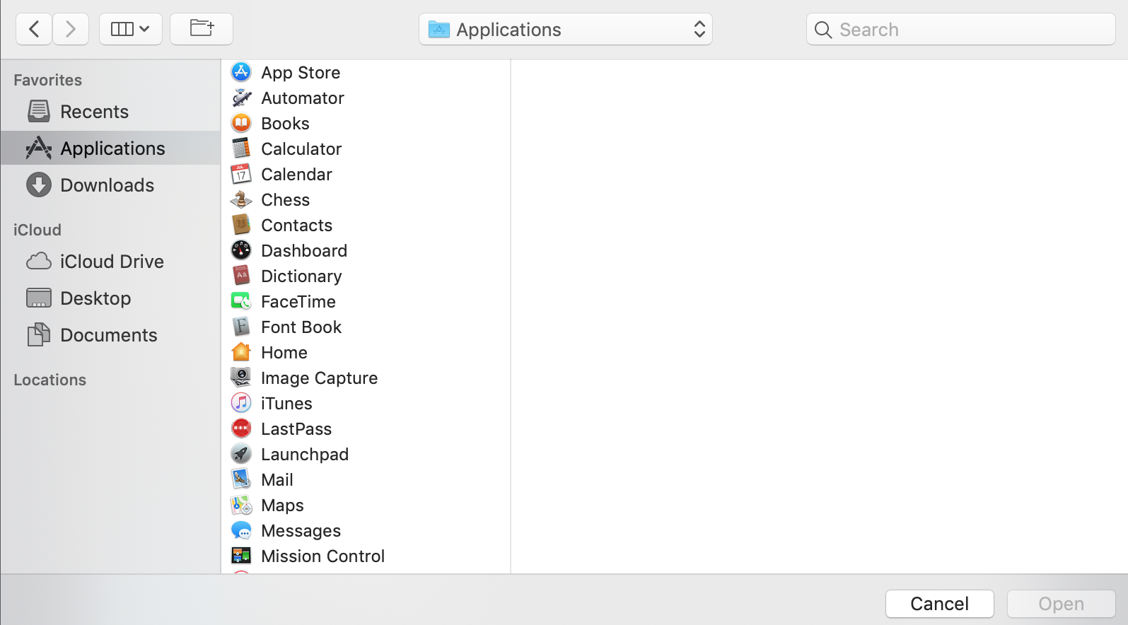 macOS Full Disk Access: Click Applications on the sidebar