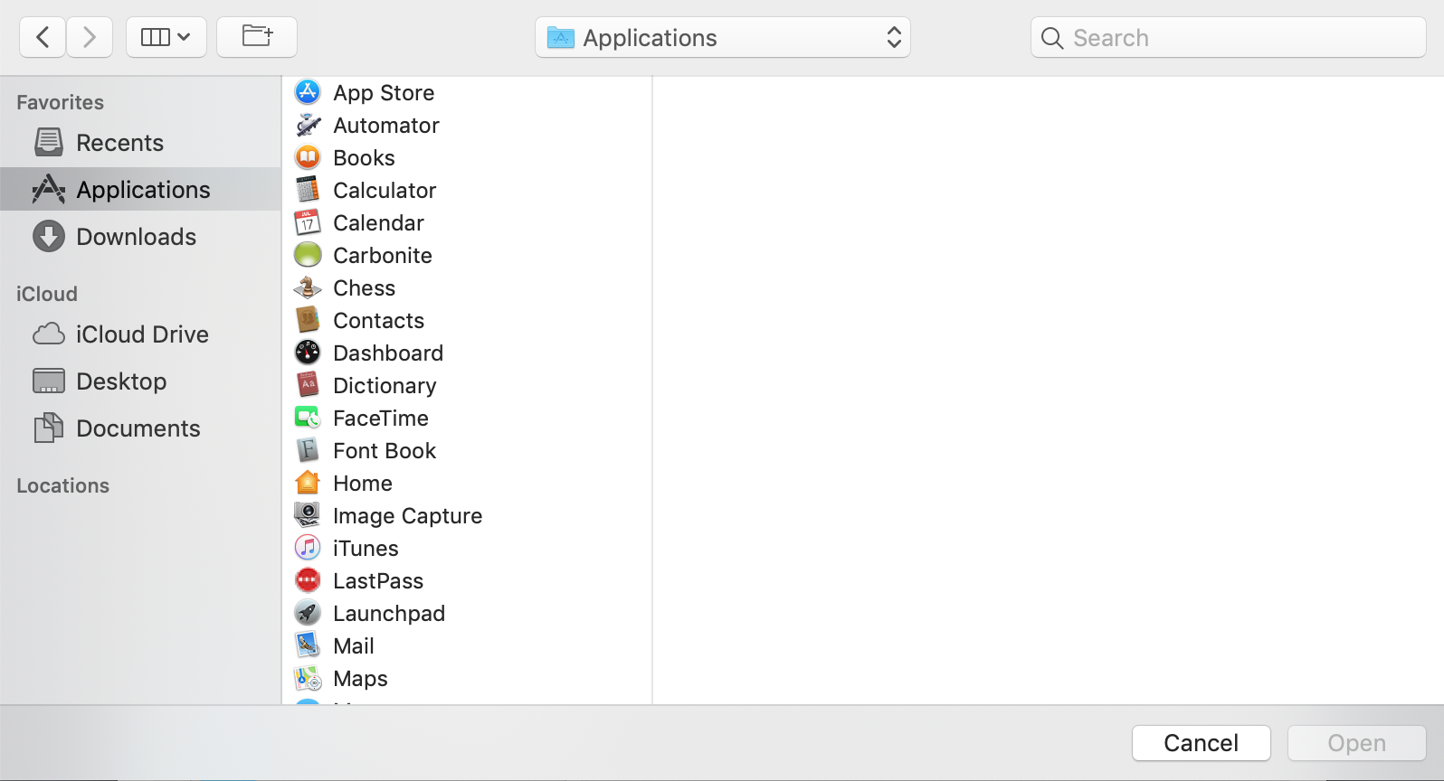 macOS Full Disk Access: Click Applications on the sidebar