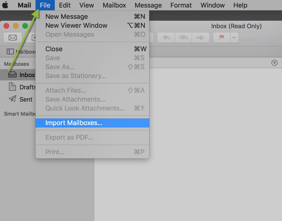 Select Import Mailboxes...