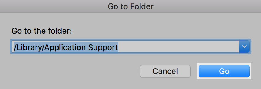 Go to the Library/Application Support folder