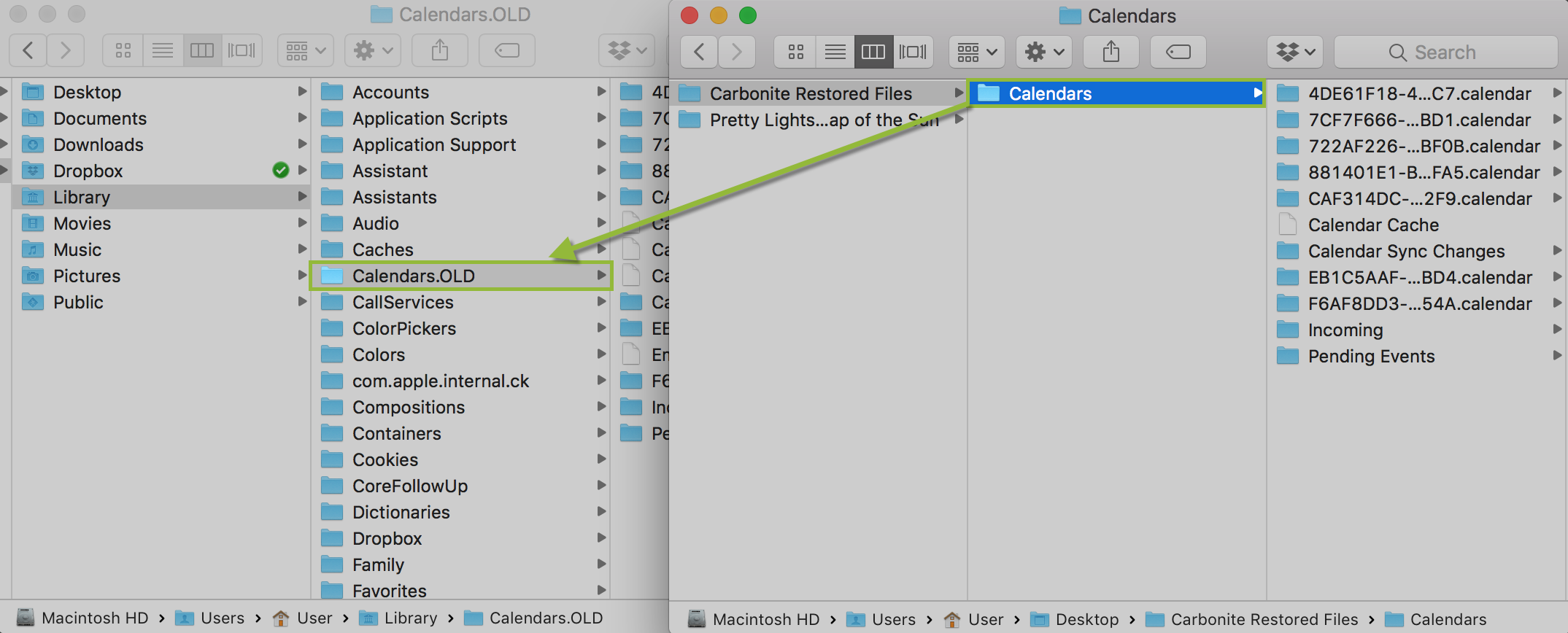 Drag Restored Items To Current Library Folder