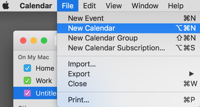 Select New Calendar