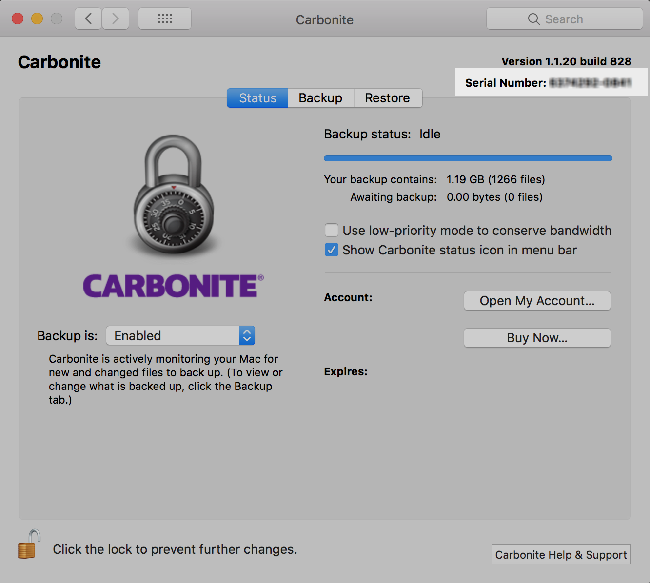 Carbonite Preference Pane