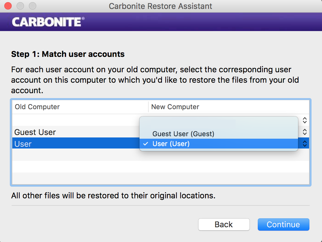 Restore Assistant: Step One