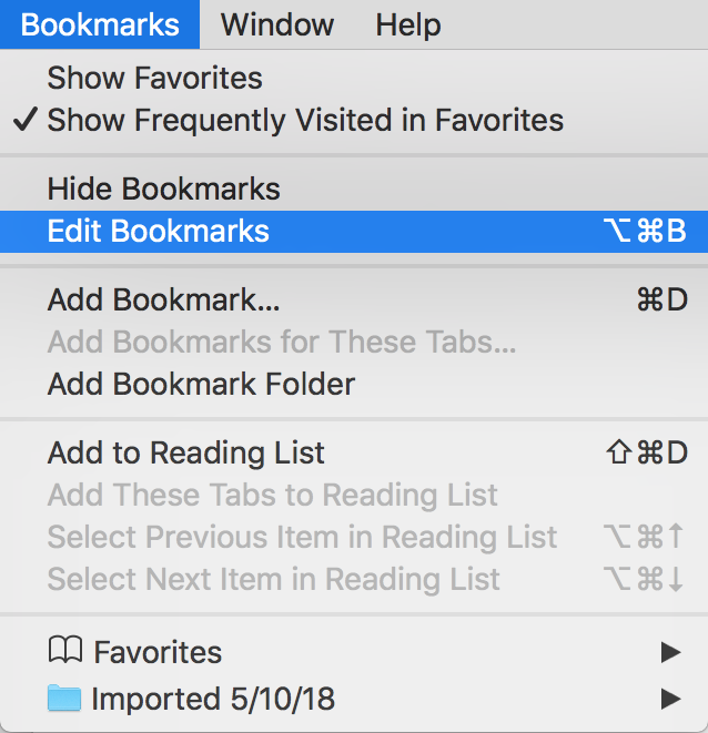 Import the Bookmarks.plist file