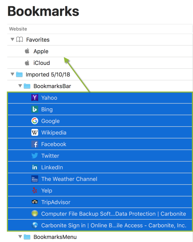 Relocate the Bookmarks