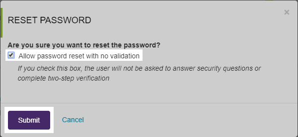 Portal: Yes, reset password and click Submit.
