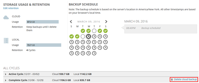 Delete Cloud Backup