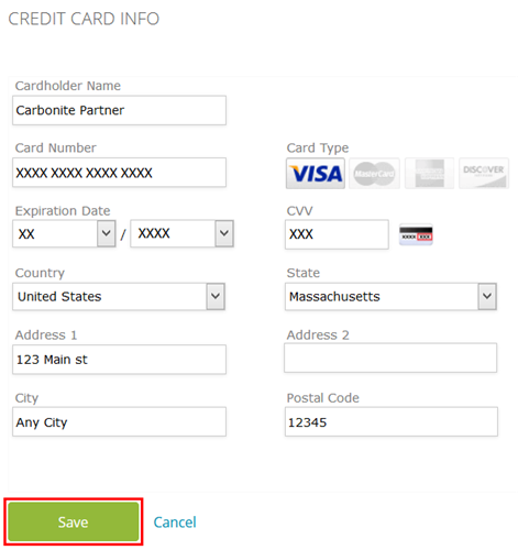 Add Credit Card Information