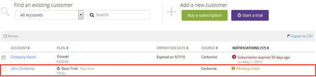 Partner Portal: Newly created account