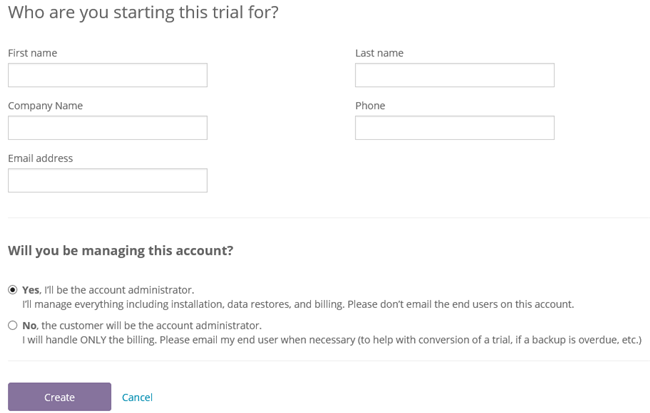 Partner Portal: Who are you starting this trial for?