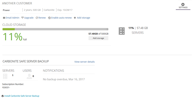 Partner Dashboard: Server Acount