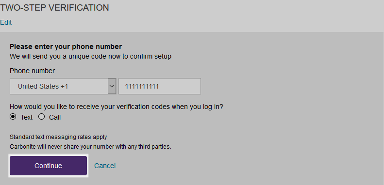 Phone Number Entered