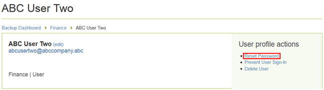 Click Reset Password