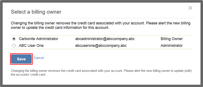 Edit the Billing Owner