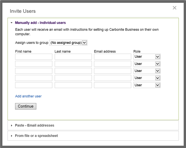 Invite Users to Carbonite Safe Backup Pro.